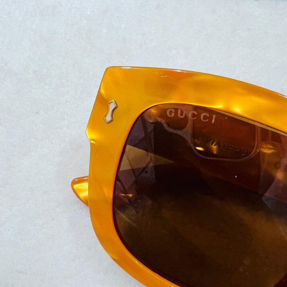 GUCCI AUTHENTIC 1110 Yellow Pearl Chunky Bio Based Bold Sunglasses GG1110S 004 - Picture 7 of 8